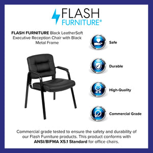 English Elm Darwin Executive Reception Chair: Sleek Black LeatherSoft Design with Sturdy Metal Frame for Comfort CH-197221X000-BK-GG