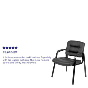 English Elm Darwin Executive Reception Chair: Sleek Black LeatherSoft Design with Sturdy Metal Frame for Comfort CH-197221X000-BK-GG