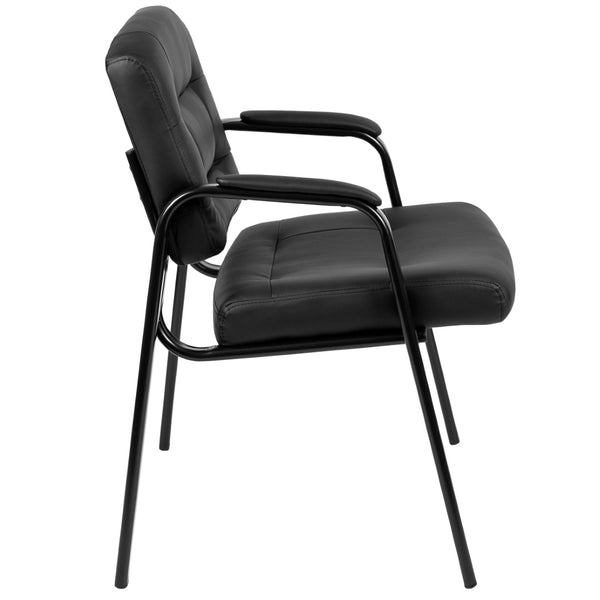 English Elm Darwin Executive Reception Chair: Sleek Black LeatherSoft Design with Sturdy Metal Frame for Comfort CH-197221X000-BK-GG