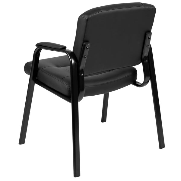 English Elm Darwin Executive Reception Chair: Sleek Black LeatherSoft Design with Sturdy Metal Frame for Comfort CH-197221X000-BK-GG