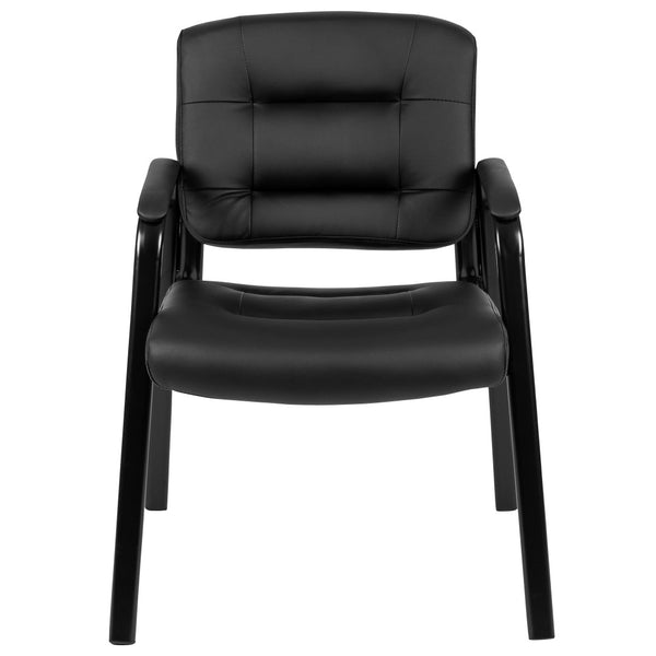 English Elm Darwin Executive Reception Chair: Sleek Black LeatherSoft Design with Sturdy Metal Frame for Comfort CH-197221X000-BK-GG
