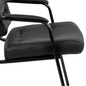 English Elm Darwin Executive Reception Chair: Sleek Black LeatherSoft Design with Sturdy Metal Frame for Comfort CH-197221X000-BK-GG