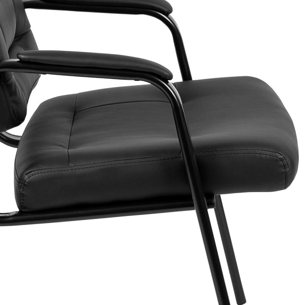 English Elm Darwin Executive Reception Chair: Sleek Black LeatherSoft Design with Sturdy Metal Frame for Comfort CH-197221X000-BK-GG