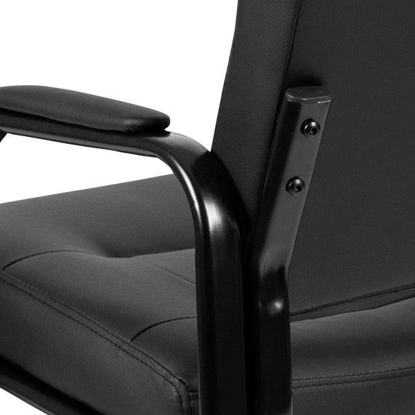 English Elm Darwin Executive Reception Chair: Sleek Black LeatherSoft Design with Sturdy Metal Frame for Comfort CH-197221X000-BK-GG