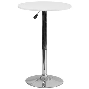 English Elm Pearl 23.75'' Round Adjustable Height White Wood Table - Modern Design for Versatile Events & Gatherings CH-2-GG