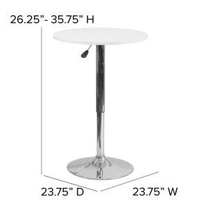 English Elm Pearl 23.75'' Round Adjustable Height White Wood Table - Modern Design for Versatile Events & Gatherings CH-2-GG