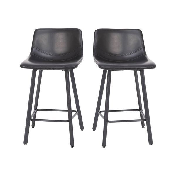 English Elm Caleb Modern Armless Counter Height Stools Set of 2 - Stylish, Durable, and Comfortable for Any Space Black LeatherSoft CH-212069-24-BK-GG