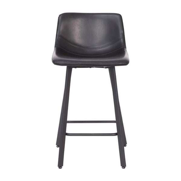English Elm Caleb Modern Armless Counter Height Stools Set of 2 - Stylish, Durable, and Comfortable for Any Space Black LeatherSoft CH-212069-24-BK-GG