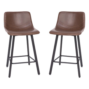 English Elm Caleb Modern Armless Counter Height Stools Set of 2 - Stylish, Durable, and Comfortable for Any Space Chocolate Brown LeatherSoft CH-212069-24-DKBR-GG