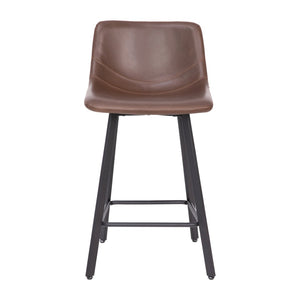 English Elm Caleb Modern Armless Counter Height Stools Set of 2 - Stylish, Durable, and Comfortable for Any Space Chocolate Brown LeatherSoft CH-212069-24-DKBR-GG