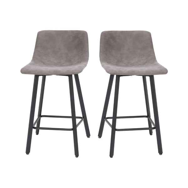 English Elm Caleb Modern Armless Counter Height Stools Set of 2 - Stylish, Durable, and Comfortable for Any Space Gray LeatherSoft CH-212069-24-GY-GG