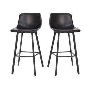 English Elm Caleb Modern Armless Barstools Set of 2 - Commercial-Grade Sturdy Design for Bars & Dining Areas Black LeatherSoft CH-212069-30-BK-GG