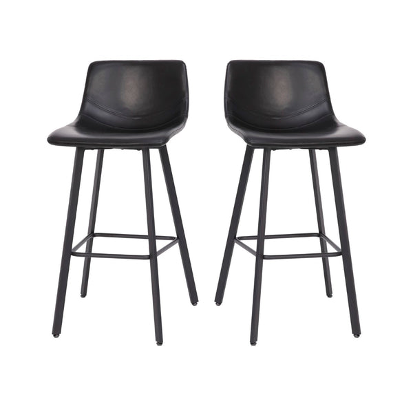 English Elm Caleb Modern Armless Barstools Set of 2 - Commercial-Grade Sturdy Design for Bars & Dining Areas Black LeatherSoft CH-212069-30-BK-GG