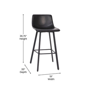 English Elm Caleb Modern Armless Barstools Set of 2 - Commercial-Grade Sturdy Design for Bars & Dining Areas Black LeatherSoft CH-212069-30-BK-GG