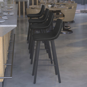 English Elm Caleb Modern Armless Barstools Set of 2 - Commercial-Grade Sturdy Design for Bars & Dining Areas Black LeatherSoft CH-212069-30-BK-GG