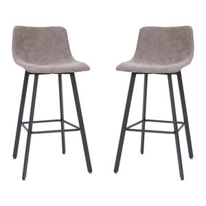 English Elm Caleb Modern Armless Barstools Set of 2 - Commercial-Grade Sturdy Design for Bars & Dining Areas Gray LeatherSoft CH-212069-30-GY-GG