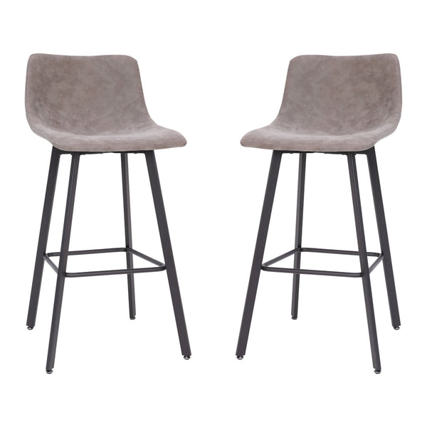 English Elm Caleb Modern Armless Barstools Set of 2 - Commercial-Grade Sturdy Design for Bars & Dining Areas Gray LeatherSoft CH-212069-30-GY-GG