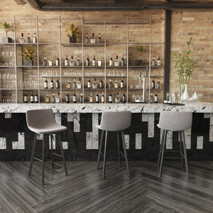 English Elm Caleb Modern Armless Barstools Set of 2 - Commercial-Grade Sturdy Design for Bars & Dining Areas Gray LeatherSoft CH-212069-30-GY-GG