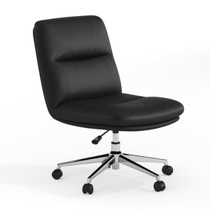 English Elm Chloe Commercial Mid-Back Task Chair – Ergonomic, Adjustable Height, Armless Design, Smooth Mobility Black LeatherSoft/Chrome Frame CH-232174-1-BK-GG