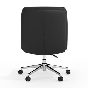 English Elm Chloe Commercial Mid-Back Task Chair – Ergonomic, Adjustable Height, Armless Design, Smooth Mobility Black LeatherSoft/Chrome Frame CH-232174-1-BK-GG