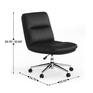 English Elm Chloe Commercial Mid-Back Task Chair – Ergonomic, Adjustable Height, Armless Design, Smooth Mobility Black LeatherSoft/Chrome Frame CH-232174-1-BK-GG