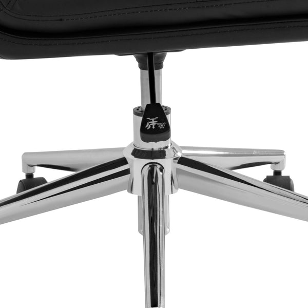 English Elm Chloe Commercial Mid-Back Task Chair – Ergonomic, Adjustable Height, Armless Design, Smooth Mobility Black LeatherSoft/Chrome Frame CH-232174-1-BK-GG