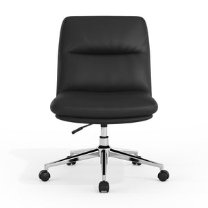 English Elm Chloe Commercial Mid-Back Task Chair – Ergonomic, Adjustable Height, Armless Design, Smooth Mobility Black LeatherSoft/Chrome Frame CH-232174-1-BK-GG