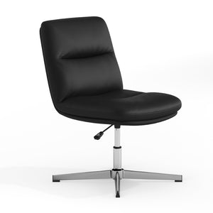English Elm Chloe Commercial Mid-Back Task Office Chair with Ergonomic Design, Adjustable Height & Swivel Function Black LeatherSoft/Chrome Frame CH-232174-BK-GG