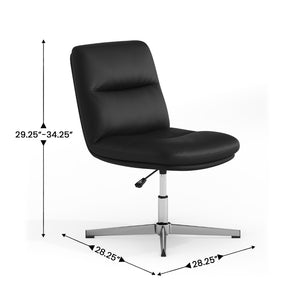 English Elm Chloe Commercial Mid-Back Task Office Chair with Ergonomic Design, Adjustable Height & Swivel Function Black LeatherSoft/Chrome Frame CH-232174-BK-GG