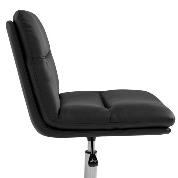 English Elm Chloe Commercial Mid-Back Task Office Chair with Ergonomic Design, Adjustable Height & Swivel Function Black LeatherSoft/Chrome Frame CH-232174-BK-GG