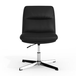 English Elm Chloe Commercial Mid-Back Task Office Chair with Ergonomic Design, Adjustable Height & Swivel Function Black LeatherSoft/Chrome Frame CH-232174-BK-GG