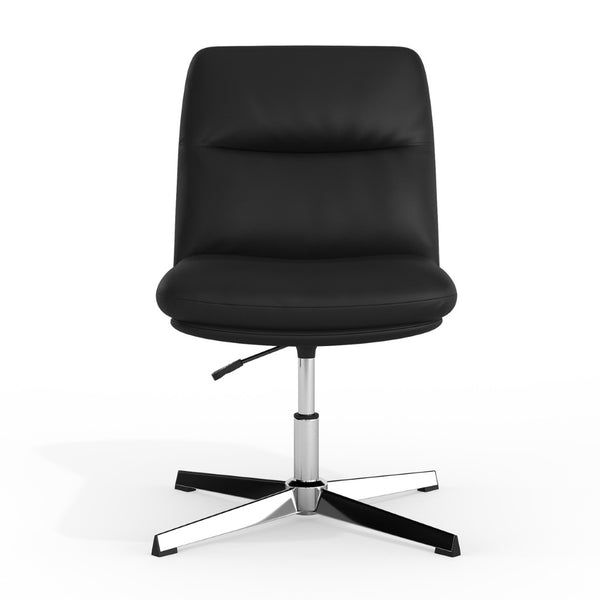 English Elm Chloe Commercial Mid-Back Task Office Chair with Ergonomic Design, Adjustable Height & Swivel Function Black LeatherSoft/Chrome Frame CH-232174-BK-GG