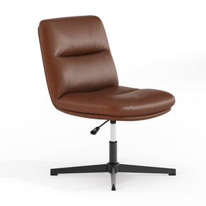 English Elm Chloe Commercial Mid-Back Task Office Chair with Ergonomic Design, Adjustable Height & Swivel Function Cognac LeatherSoft/Black Frame CH-232174-CGN-BK-GG