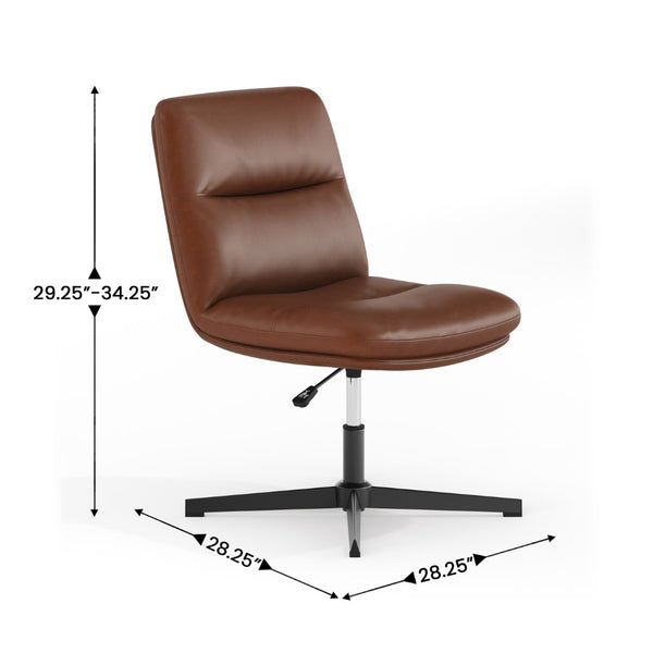 English Elm Chloe Commercial Mid-Back Task Office Chair with Ergonomic Design, Adjustable Height & Swivel Function Cognac LeatherSoft/Black Frame CH-232174-CGN-BK-GG
