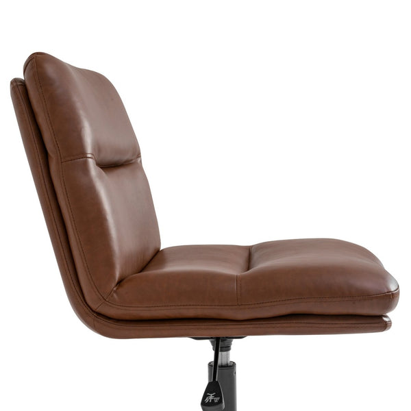 English Elm Chloe Commercial Mid-Back Task Office Chair with Ergonomic Design, Adjustable Height & Swivel Function Cognac LeatherSoft/Black Frame CH-232174-CGN-BK-GG
