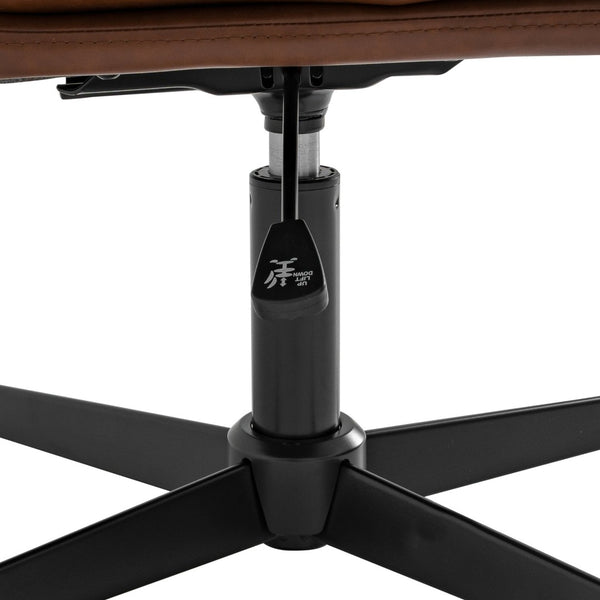 English Elm Chloe Commercial Mid-Back Task Office Chair with Ergonomic Design, Adjustable Height & Swivel Function Cognac LeatherSoft/Black Frame CH-232174-CGN-BK-GG