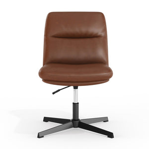 English Elm Chloe Commercial Mid-Back Task Office Chair with Ergonomic Design, Adjustable Height & Swivel Function Cognac LeatherSoft/Black Frame CH-232174-CGN-BK-GG