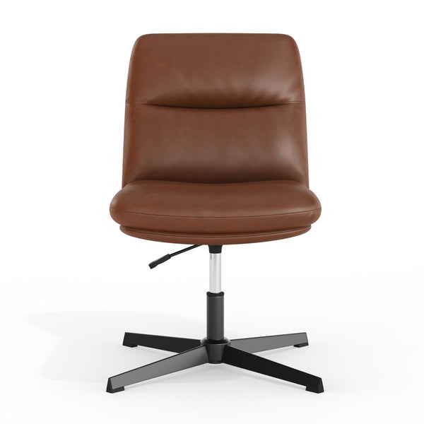English Elm Chloe Commercial Mid-Back Task Office Chair with Ergonomic Design, Adjustable Height & Swivel Function Cognac LeatherSoft/Black Frame CH-232174-CGN-BK-GG