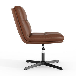 English Elm Chloe Commercial Mid-Back Task Office Chair with Ergonomic Design, Adjustable Height & Swivel Function Cognac LeatherSoft/Black Frame CH-232174-CGN-BK-GG
