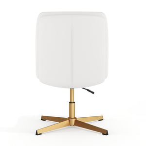 English Elm Chloe Commercial Mid-Back Task Office Chair with Ergonomic Design, Adjustable Height & Swivel Function White LeatherSoft/Gold Frame CH-232174-WH-GLD-GG