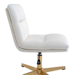 English Elm Chloe Commercial Mid-Back Task Office Chair with Ergonomic Design, Adjustable Height & Swivel Function White LeatherSoft/Gold Frame CH-232174-WH-GLD-GG