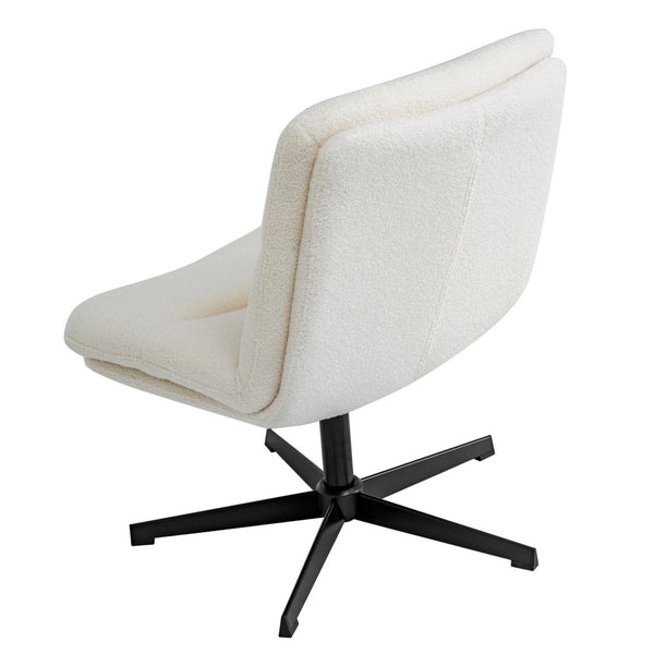English Elm Chloe Wide Mid-Back Cream Faux Shearling Task Chair – Ergonomic, Adjustable Height, 360° Swivel Design CH-232196-1-CR-BK-GG