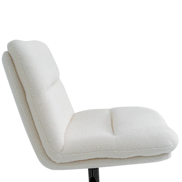 English Elm Chloe Wide Mid-Back Cream Faux Shearling Task Chair – Ergonomic, Adjustable Height, 360° Swivel Design CH-232196-1-CR-BK-GG