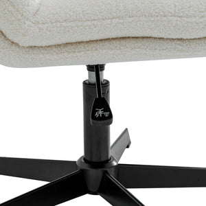English Elm Chloe Wide Mid-Back Cream Faux Shearling Task Chair – Ergonomic, Adjustable Height, 360° Swivel Design CH-232196-1-CR-BK-GG