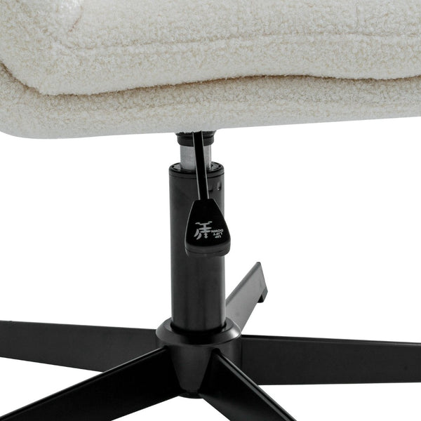 English Elm Chloe Wide Mid-Back Cream Faux Shearling Task Chair – Ergonomic, Adjustable Height, 360° Swivel Design CH-232196-1-CR-BK-GG