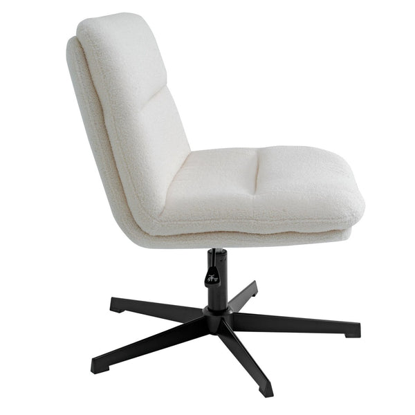 English Elm Chloe Wide Mid-Back Cream Faux Shearling Task Chair – Ergonomic, Adjustable Height, 360° Swivel Design CH-232196-1-CR-BK-GG