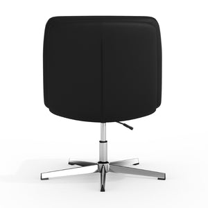 English Elm Chloe Commercial Wide Armless Task Office Chair with Ergonomic Support, Swivel, and Stable Base Black LeatherSoft/Chrome Frame CH-232196-BK-GG