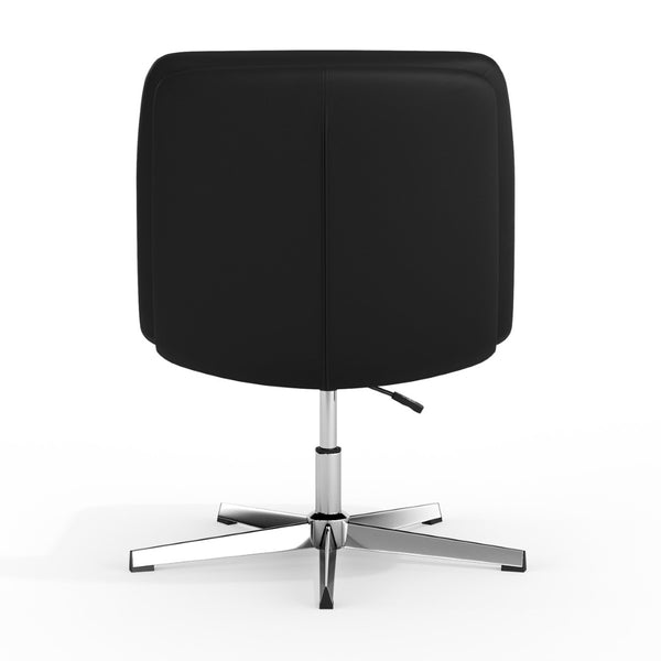 English Elm Chloe Commercial Wide Armless Task Office Chair with Ergonomic Support, Swivel, and Stable Base Black LeatherSoft/Chrome Frame CH-232196-BK-GG