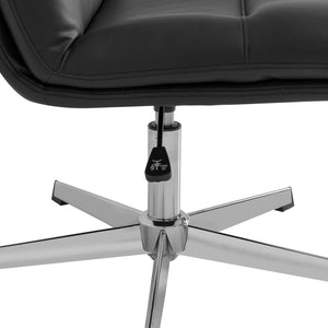 English Elm Chloe Commercial Wide Armless Task Office Chair with Ergonomic Support, Swivel, and Stable Base Black LeatherSoft/Chrome Frame CH-232196-BK-GG