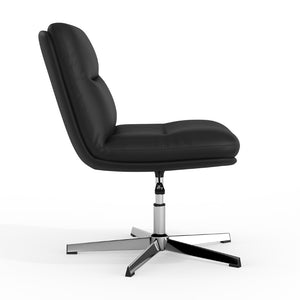 English Elm Chloe Commercial Wide Armless Task Office Chair with Ergonomic Support, Swivel, and Stable Base Black LeatherSoft/Chrome Frame CH-232196-BK-GG